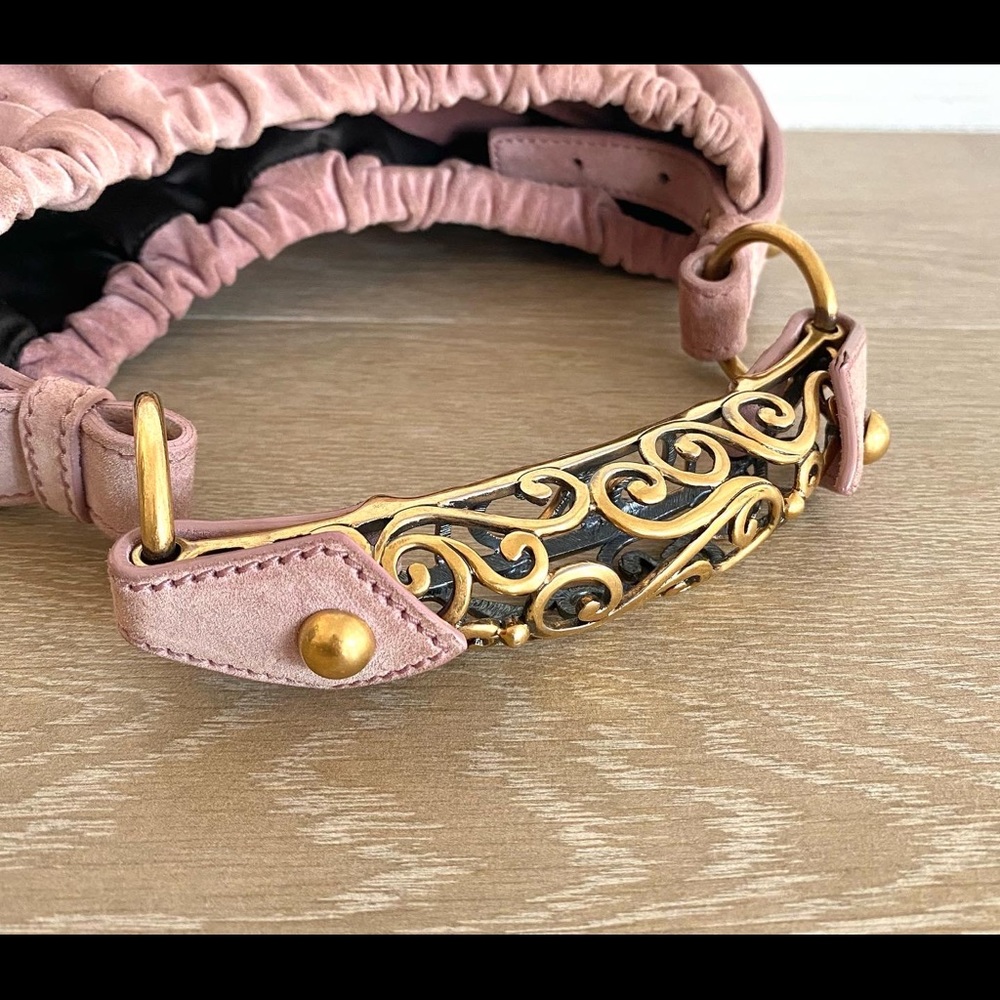 YSL vintage Mombasa pink suede bag with gold hardware - Picture 9 of 11